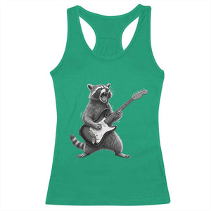 Funny Raccoon Playing Guitar Rock and Roll Racerback Tank Top TS11 Irish Green Print Your Wear