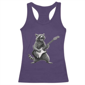 Funny Raccoon Playing Guitar Rock and Roll Racerback Tank Top TS11 Purple Print Your Wear