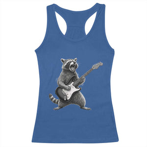 Funny Raccoon Playing Guitar Rock and Roll Racerback Tank Top TS11 Royal Blue Print Your Wear
