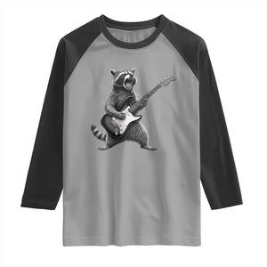 Funny Raccoon Playing Guitar Rock and Roll Raglan Shirt TS11 Sport Gray Black Print Your Wear