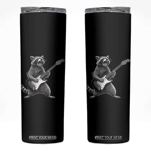 Funny Raccoon Playing Guitar Rock and Roll Skinny Tumbler TS11 Black Print Your Wear