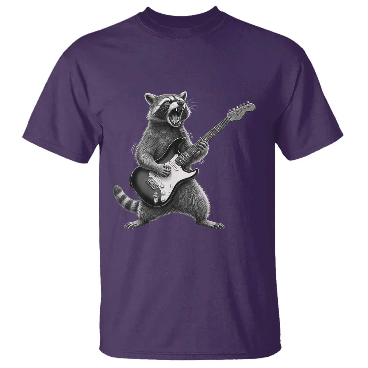 Funny Raccoon Playing Guitar Rock and Roll T Shirt TS11 Purple Print Your Wear