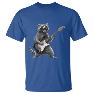 Funny Raccoon Playing Guitar Rock and Roll T Shirt TS11 Royal Blue Print Your Wear