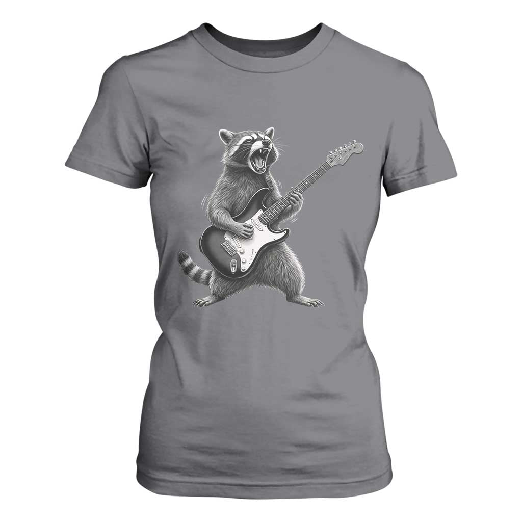 Funny Raccoon Playing Guitar Rock and Roll T Shirt For Women TS11 Charcoal Print Your Wear