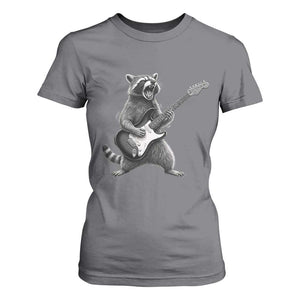 Funny Raccoon Playing Guitar Rock and Roll T Shirt For Women TS11 Charcoal Print Your Wear