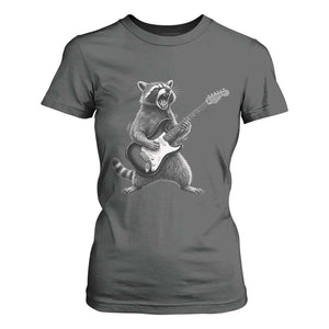 Funny Raccoon Playing Guitar Rock and Roll T Shirt For Women TS11 Dark Heather Print Your Wear