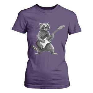 Funny Raccoon Playing Guitar Rock and Roll T Shirt For Women TS11 Purple Print Your Wear