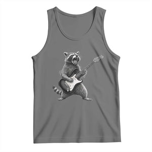 Funny Raccoon Playing Guitar Rock and Roll Tank Top TS11 Black Heather Print Your Wear