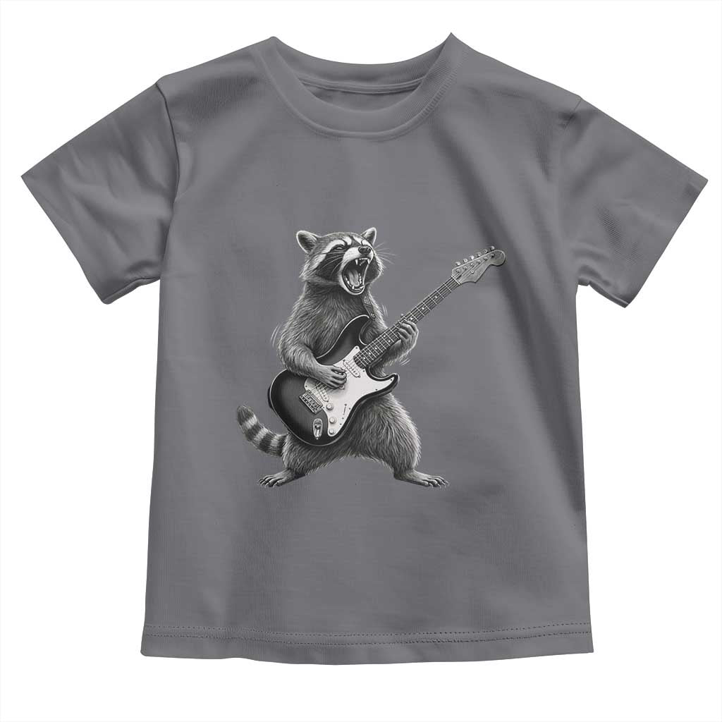 Funny Raccoon Playing Guitar Rock and Roll Toddler T Shirt TS11 Charcoal Print Your Wear