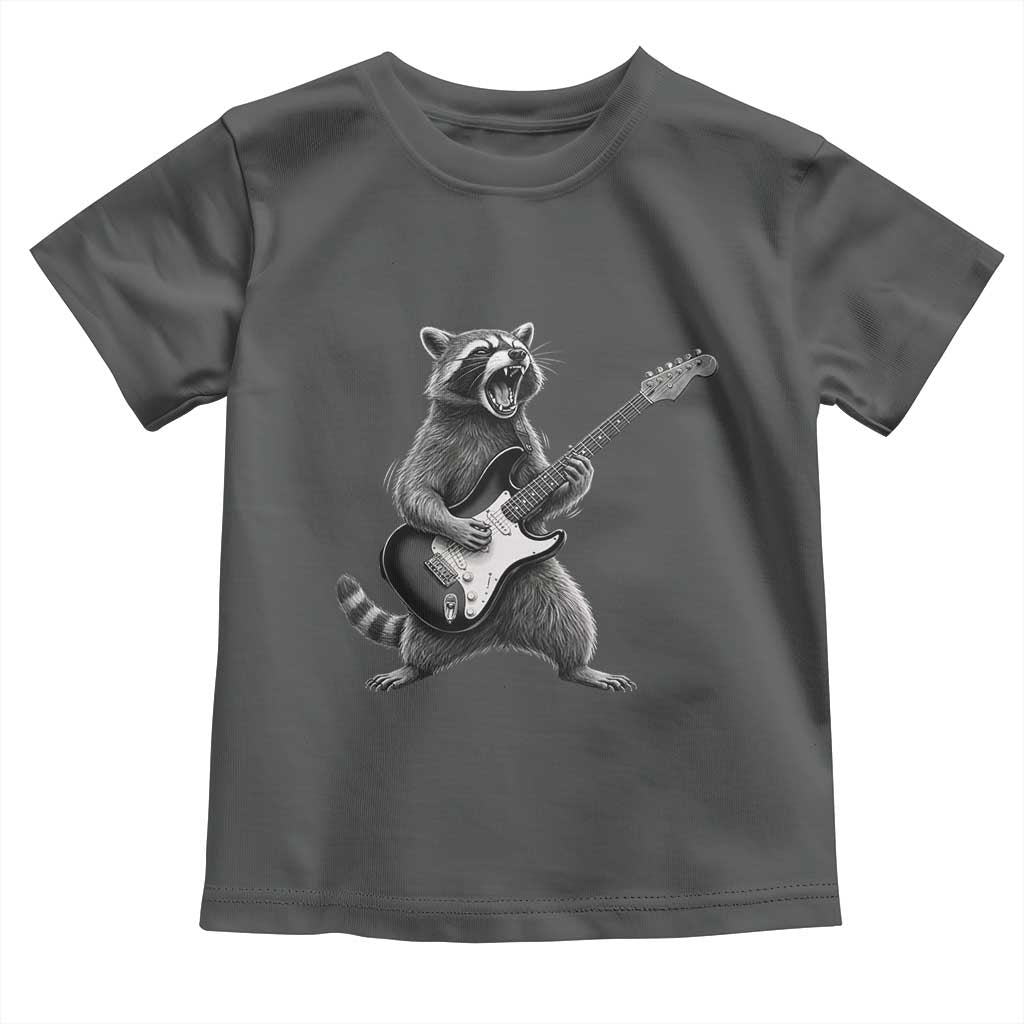 Funny Raccoon Playing Guitar Rock and Roll Toddler T Shirt TS11 Dark Heather Print Your Wear