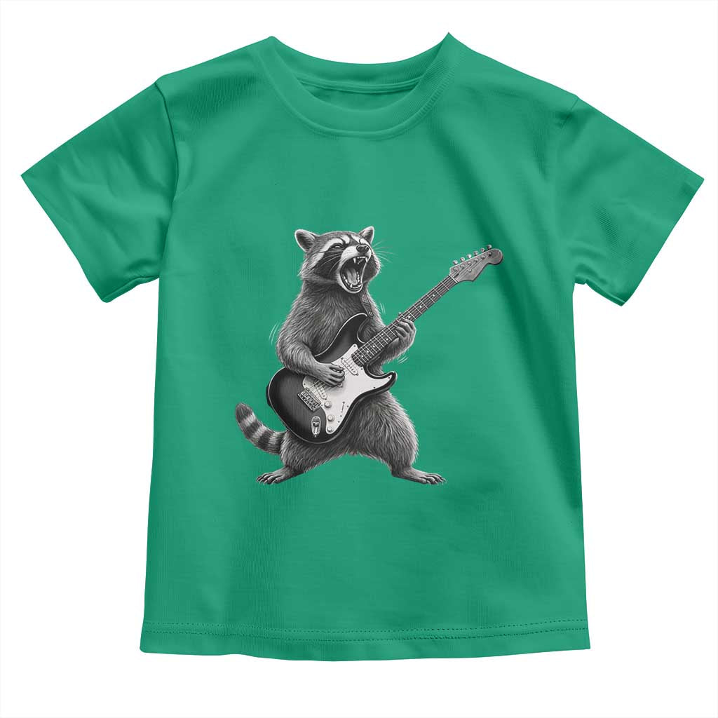 Funny Raccoon Playing Guitar Rock and Roll Toddler T Shirt TS11 Irish Green Print Your Wear