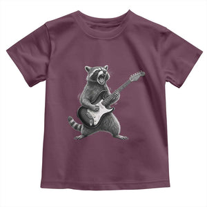 Funny Raccoon Playing Guitar Rock and Roll Toddler T Shirt TS11 Maroon Print Your Wear