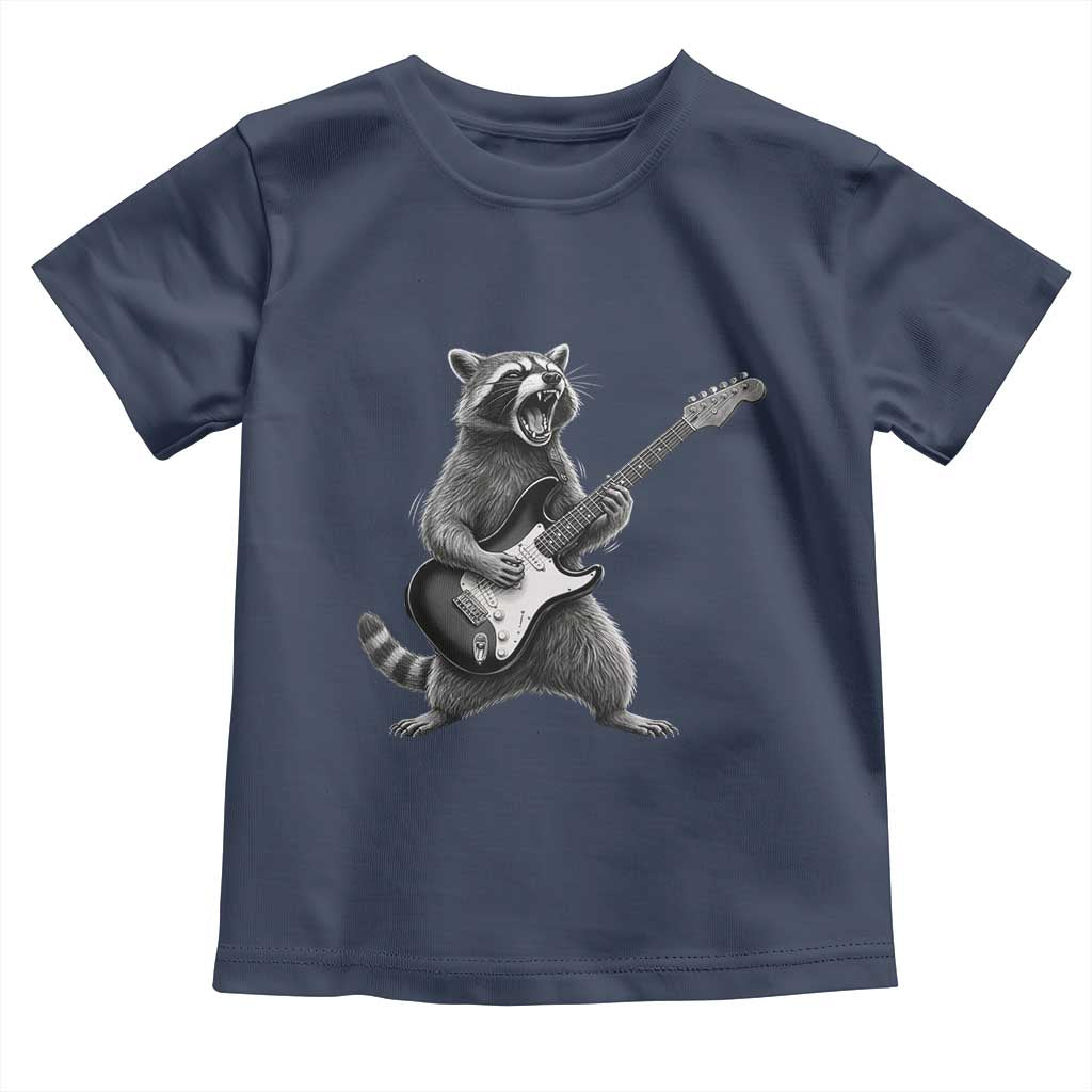 Funny Raccoon Playing Guitar Rock and Roll Toddler T Shirt TS11 Navy Print Your Wear