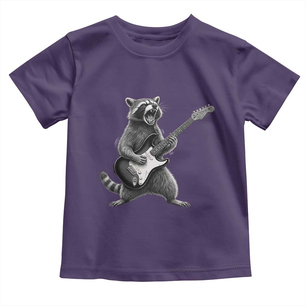 Funny Raccoon Playing Guitar Rock and Roll Toddler T Shirt TS11 Purple Print Your Wear