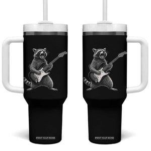 Funny Raccoon Playing Guitar Rock and Roll Tumbler With Handle TS11 One Size: 40 oz Black Print Your Wear
