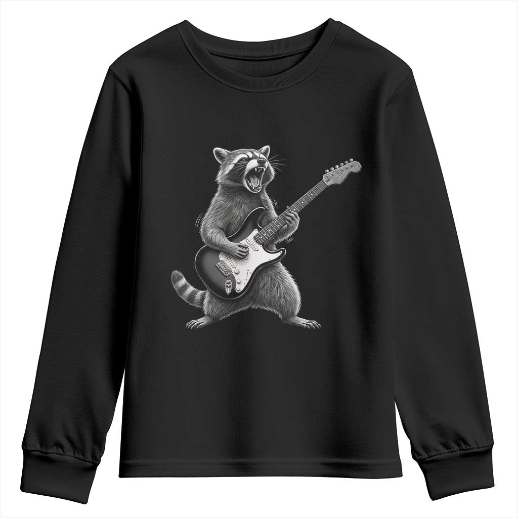 Funny Raccoon Playing Guitar Rock and Roll Youth Sweatshirt TS11 Black Print Your Wear