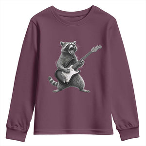 Funny Raccoon Playing Guitar Rock and Roll Youth Sweatshirt TS11 Maroon Print Your Wear