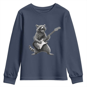 Funny Raccoon Playing Guitar Rock and Roll Youth Sweatshirt TS11 Navy Print Your Wear