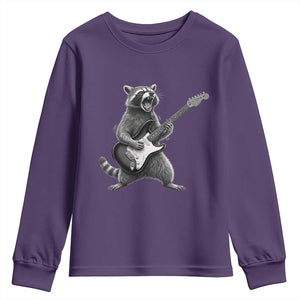 Funny Raccoon Playing Guitar Rock and Roll Youth Sweatshirt TS11 Purple Print Your Wear