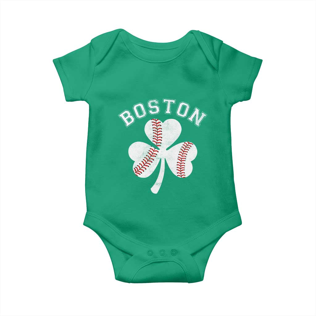 Funny Boston St Patricks Day Baseball Shamrock Baby Onesie TS11 Irish Green Print Your Wear