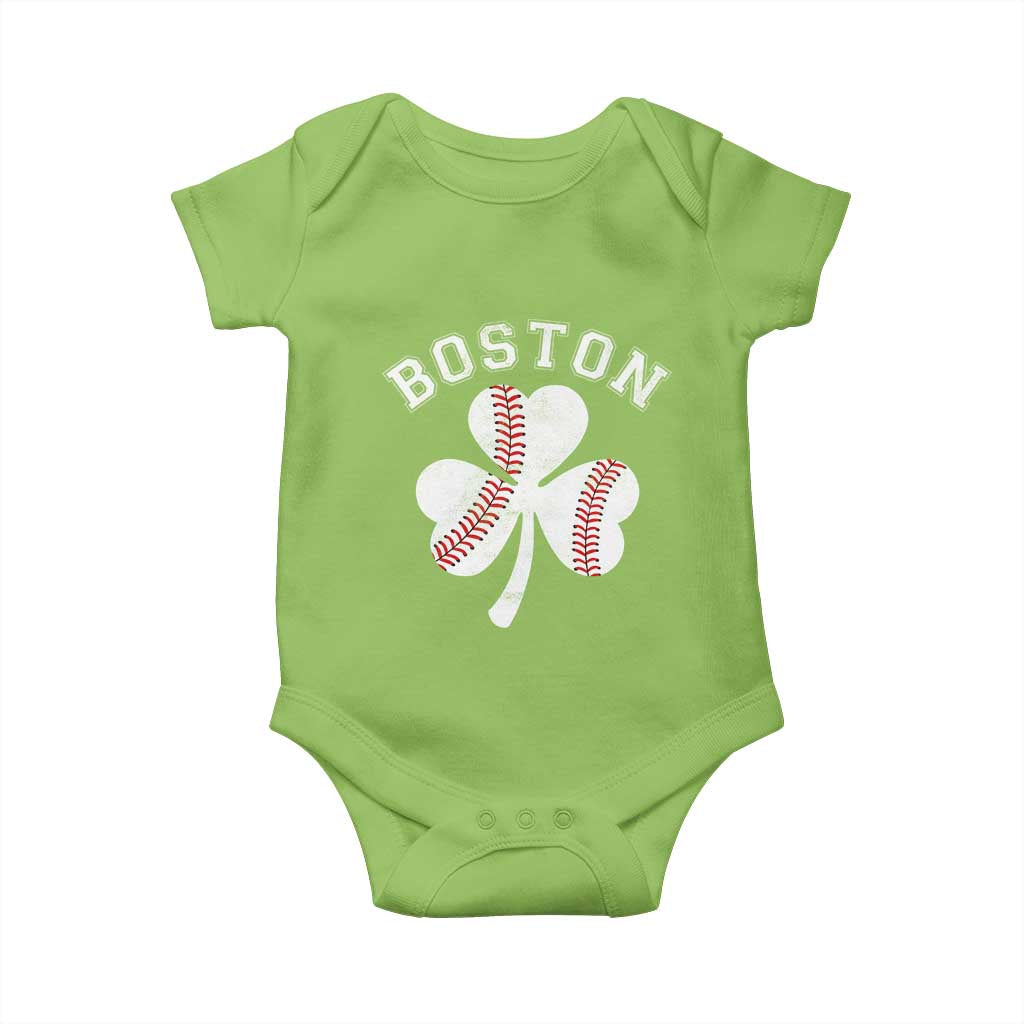 Funny Boston St Patricks Day Baseball Shamrock Baby Onesie TS11 Lime Print Your Wear