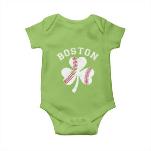 Funny Boston St Patricks Day Baseball Shamrock Baby Onesie TS11 Lime Print Your Wear