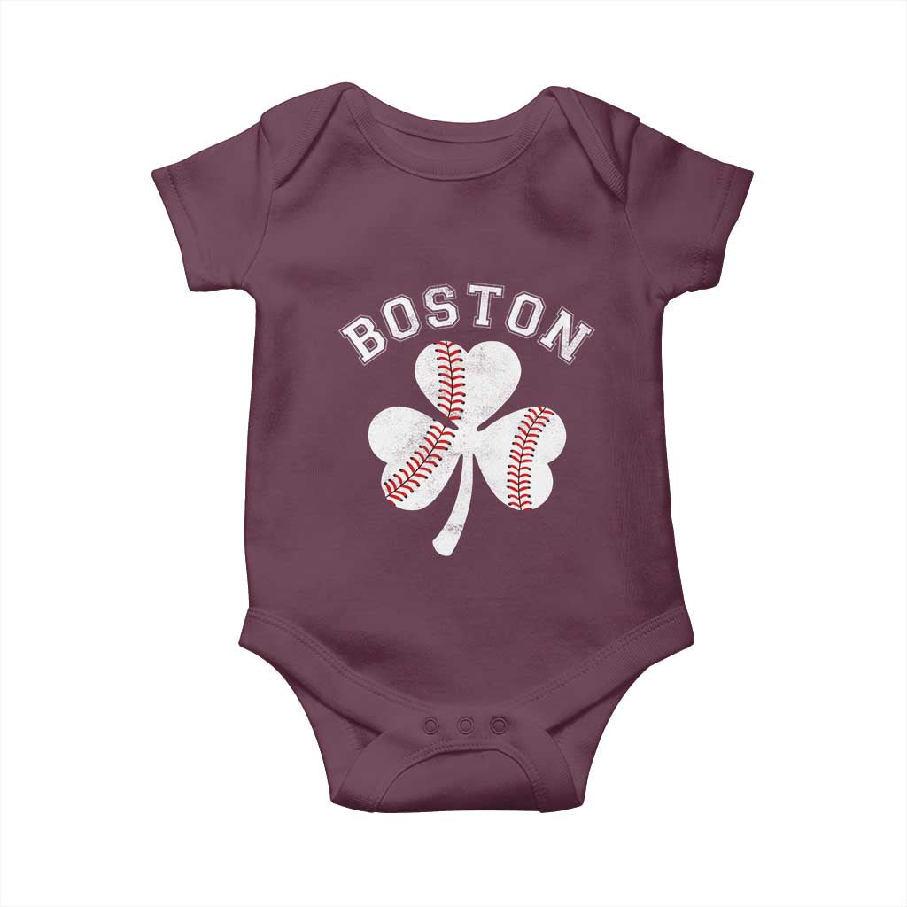 Funny Boston St Patricks Day Baseball Shamrock Baby Onesie TS11 Maroon Print Your Wear
