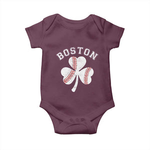 Funny Boston St Patricks Day Baseball Shamrock Baby Onesie TS11 Maroon Print Your Wear