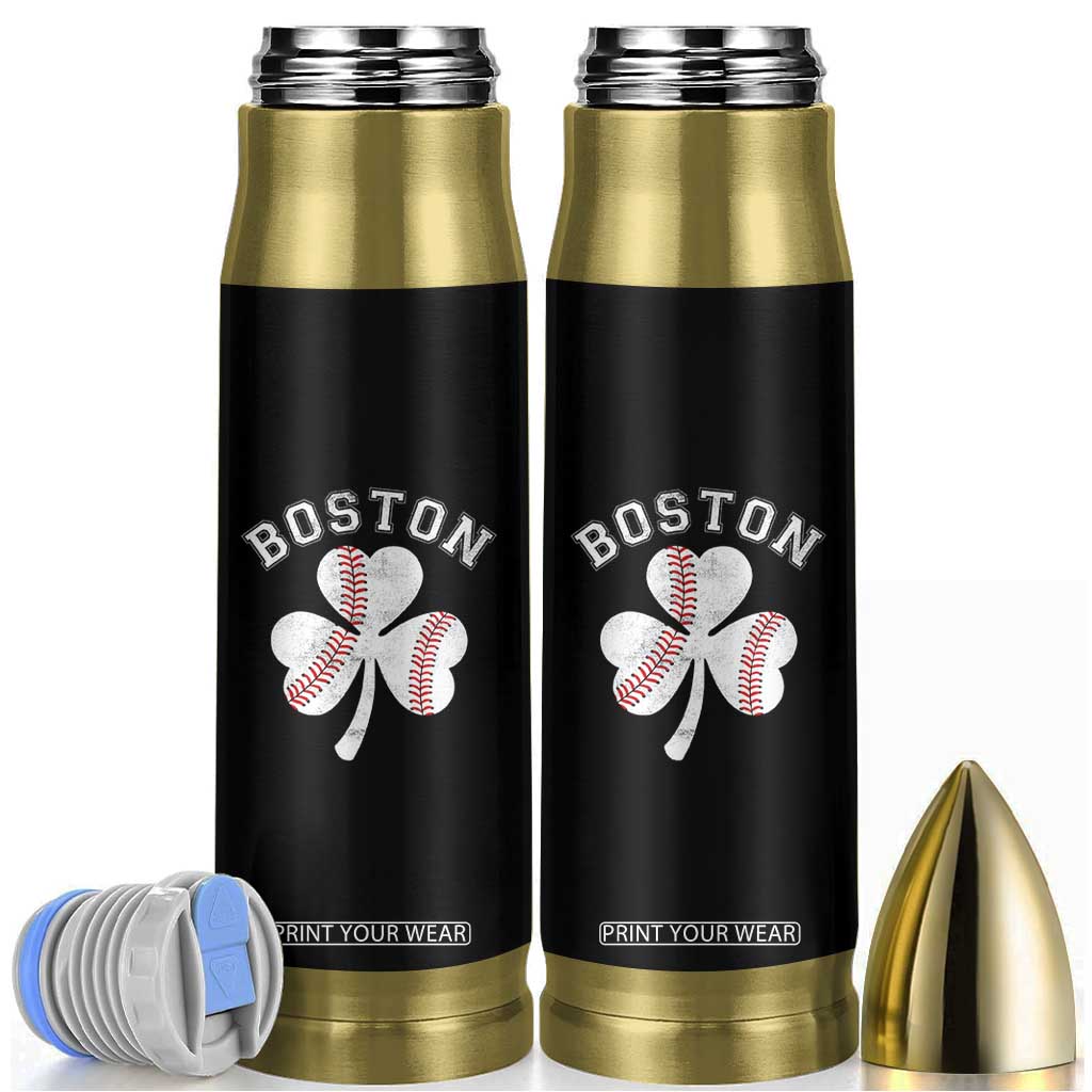 Funny Boston St Patricks Day Baseball Shamrock Bullet Tumbler TS11 Black Print Your Wear