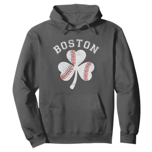 Funny Boston St Patricks Day Baseball Shamrock Hoodie TS11 Dark Heather Print Your Wear