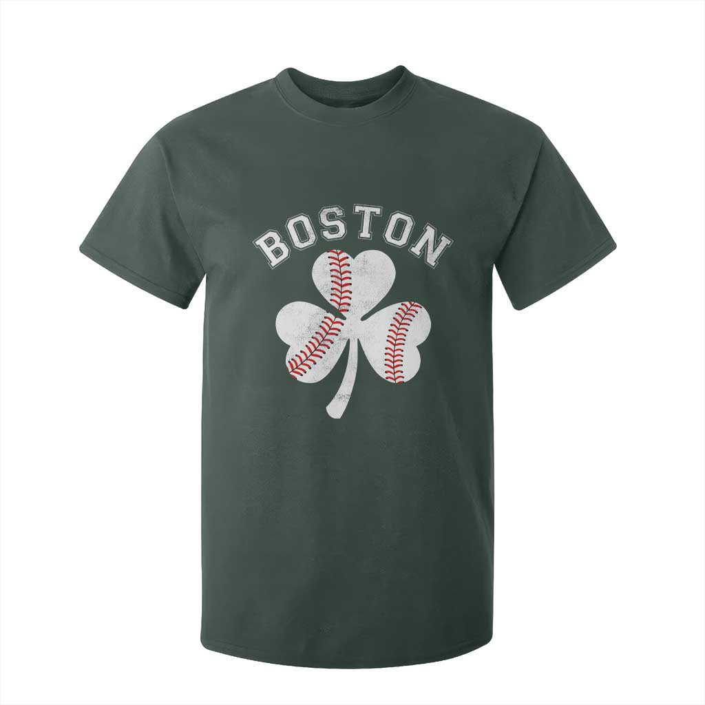 Funny Boston St Patricks Day Baseball Shamrock T Shirt For Kid TS11 Dark Forest Green Print Your Wear