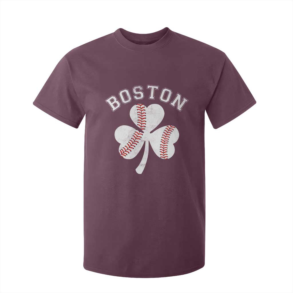 Funny Boston St Patricks Day Baseball Shamrock T Shirt For Kid TS11 Maroon Print Your Wear