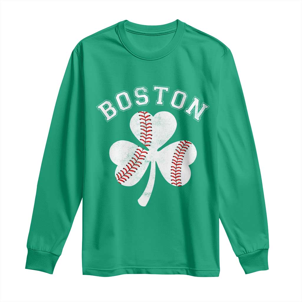 Funny Boston St Patricks Day Baseball Shamrock Long Sleeve Shirt TS11 Irish Green Print Your Wear