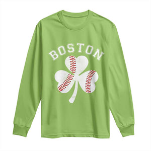 Funny Boston St Patricks Day Baseball Shamrock Long Sleeve Shirt TS11 Lime Print Your Wear