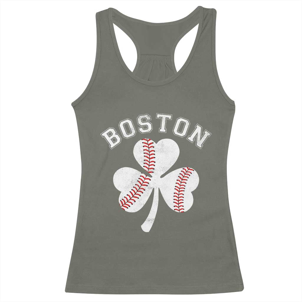 Funny Boston St Patricks Day Baseball Shamrock Racerback Tank Top TS11 Military Green Print Your Wear