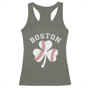 Funny Boston St Patricks Day Baseball Shamrock Racerback Tank Top TS11 Military Green Print Your Wear