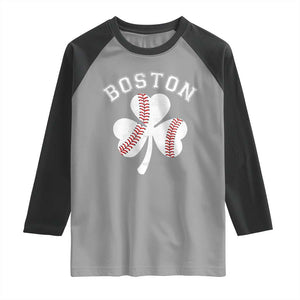 Funny Boston St Patricks Day Baseball Shamrock Raglan Shirt TS11 Sport Gray Black Print Your Wear