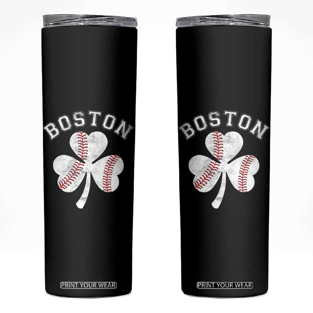 Funny Boston St Patricks Day Baseball Shamrock Skinny Tumbler TS11 Black Print Your Wear