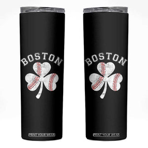 Funny Boston St Patricks Day Baseball Shamrock Skinny Tumbler TS11 Black Print Your Wear