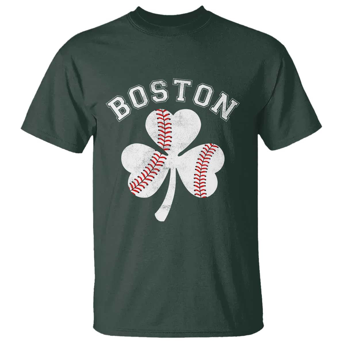 Funny Boston St Patricks Day Baseball Shamrock T Shirt TS11 Dark Forest Green Print Your Wear