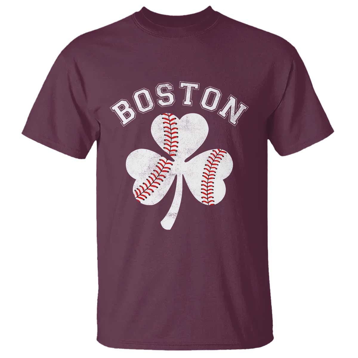 Funny Boston St Patricks Day Baseball Shamrock T Shirt TS11 Maroon Print Your Wear