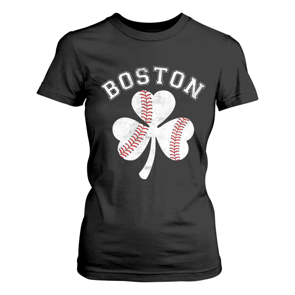 Funny Boston St Patricks Day Baseball Shamrock T Shirt For Women TS11 Black Print Your Wear