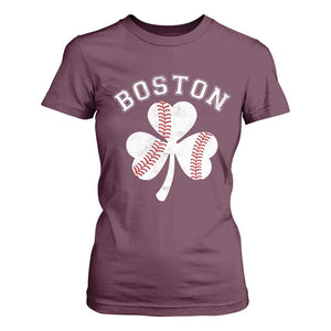 Funny Boston St Patricks Day Baseball Shamrock T Shirt For Women TS11 Maroon Print Your Wear