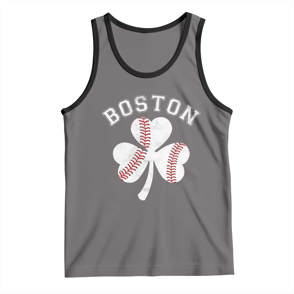 Funny Boston St Patricks Day Baseball Shamrock Tank Top TS11 Deep Heather Black Print Your Wear