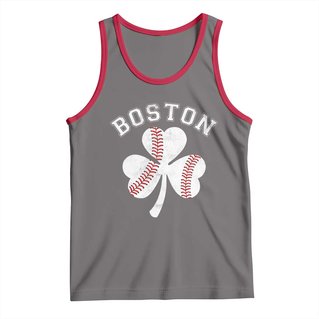 Funny Boston St Patricks Day Baseball Shamrock Tank Top TS11 Deep Heather Red Print Your Wear