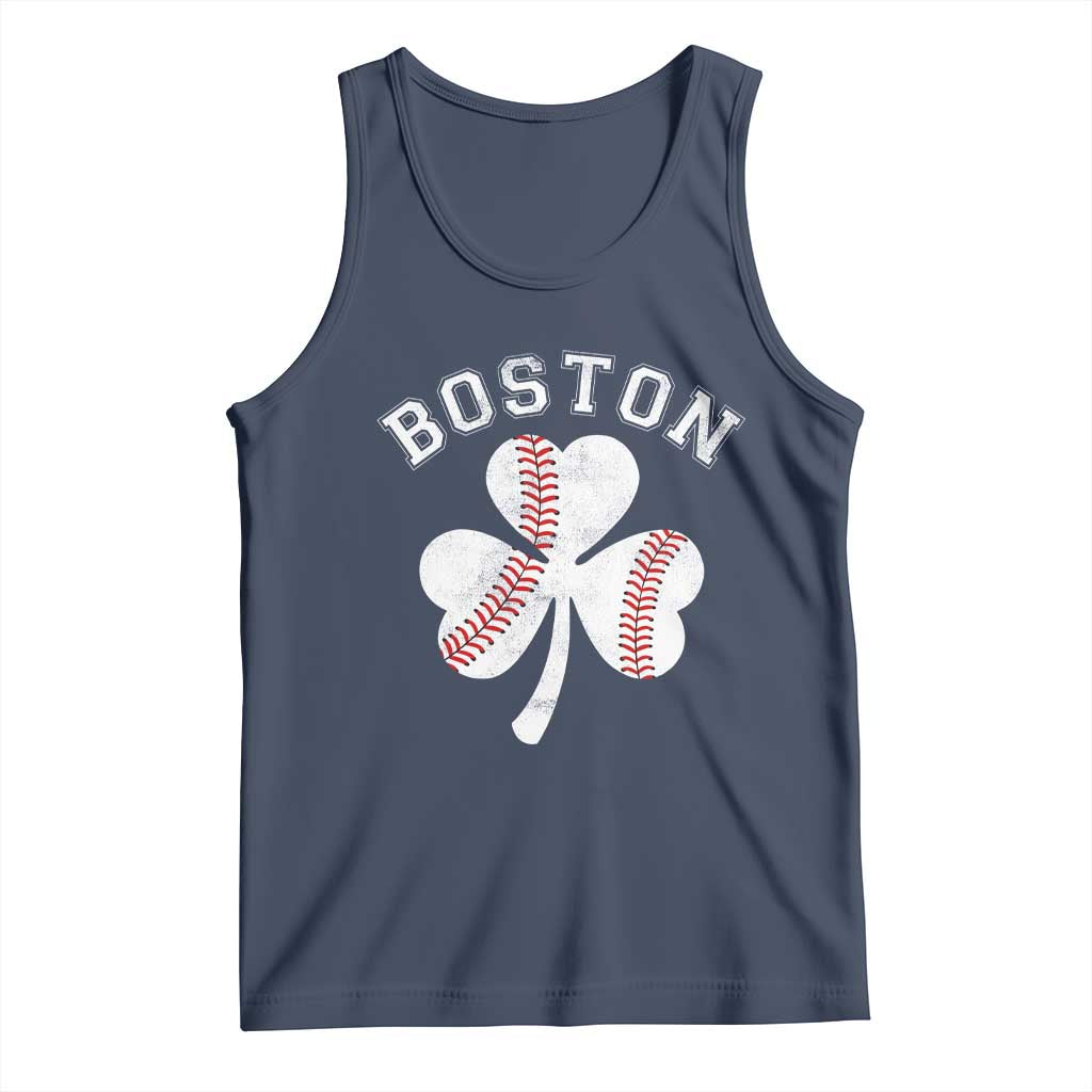 Funny Boston St Patricks Day Baseball Shamrock Tank Top TS11 Navy Print Your Wear