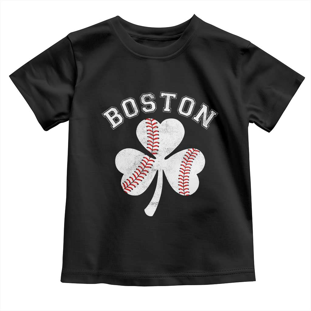 Funny Boston St Patricks Day Baseball Shamrock Toddler T Shirt TS11 Black Print Your Wear