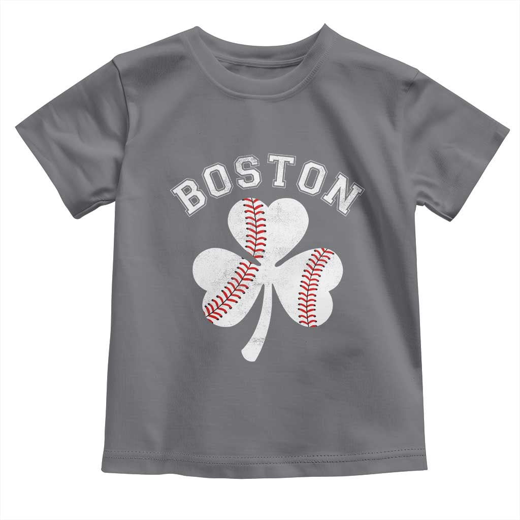 Funny Boston St Patricks Day Baseball Shamrock Toddler T Shirt TS11 Charcoal Print Your Wear