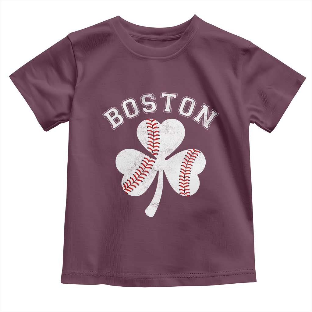 Funny Boston St Patricks Day Baseball Shamrock Toddler T Shirt TS11 Maroon Print Your Wear