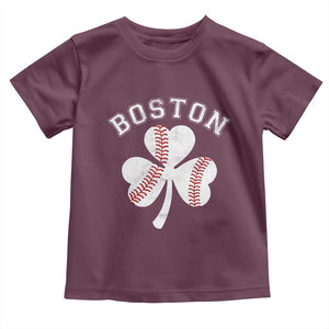 Funny Boston St Patricks Day Baseball Shamrock Toddler T Shirt TS11 Maroon Print Your Wear